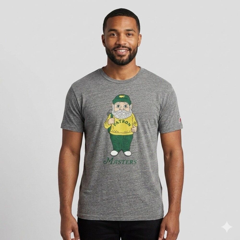 League Men's Masters Patron Gnome Heather Grey T-Shirt Short Sleeve Size L